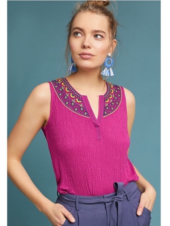 Akemi + Kin Tops - Akemi + Kin Anthropologie Vizela Embroidered‎ Tank Top Womens Medium Boho Floral